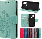 Voor Motorola Moto G30 Butterfly Flower Pattern Horizontale Flip Leather Case met houder & kaartsleuven & portemonnee (groen)