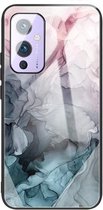 For One Plus 9 Abstract Marble Pattern Glass beschermhoes (abstract lichtroze)