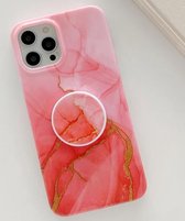 Golden Powder Dream Color Marble Pattern TPU beschermhoes met opvouwbare standaard voor iPhone 12 Pro Max (rood)