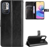 Voor Xiaomi Redmi Note 10 5G Crazy Horse Texture Horizontale Flip Leren Case met Houder & Kaartsleuven & Lanyard (Zwart)