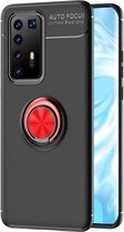 Voor Huawei P40 Pro Lenuo schokbestendige TPU beschermhoes met onzichtbare houder (zwart + rood)