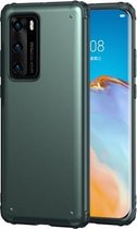 Voor Huawei P40 Vierhoekige huid voelt schokbestendig TPU + pc-beschermhoes (donkergroen)