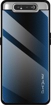 Voor Galaxy A80 / A90 Texture Gradient Glass beschermhoes (blauw)