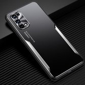 Voor OPPO Realme X7 Pro Blade-serie TPU-frame + titaniumlegering Zandstraaltechnologie Backplane + kleur Aluminiumlegering Decoratieve rand Mobiele telefoon Beschermende schaal (zwart + zilve