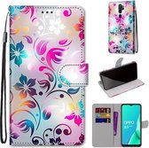 Voor OPPO A9 (2020) / A5 (2020) / A11X / A11 Gekleurde tekening Cross Texture Horizontale flip PU lederen tas met houder & kaartsleuven & portemonnee & lanyard (Gradient Colorful Flower)