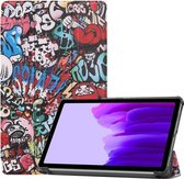 Voor Samsung Galaxy A7 Lite T730 Gekleurde Tekening Patroon Horizontale Flip Leren Case met Drie-vouwen Houder (Graffiti)