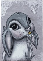 Vrolijk kinderkamer vloerkleed Funny - Bunny - roze - 200x290 cm