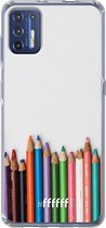 6F hoesje - geschikt voor Motorola Moto G9 Plus -  Transparant TPU Case - Pencils #ffffff