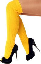 Lange sokken geel gebreid UNISEX - heren dames gele kniekousen kousen voetbalsokken