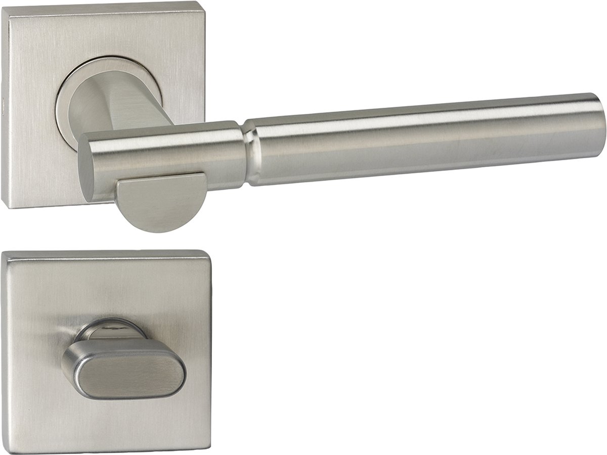 Deurkruk - Impresso Bretton - Voor binnen - Vierkant met vierkant toiletrozet - RVS - 2 stuks