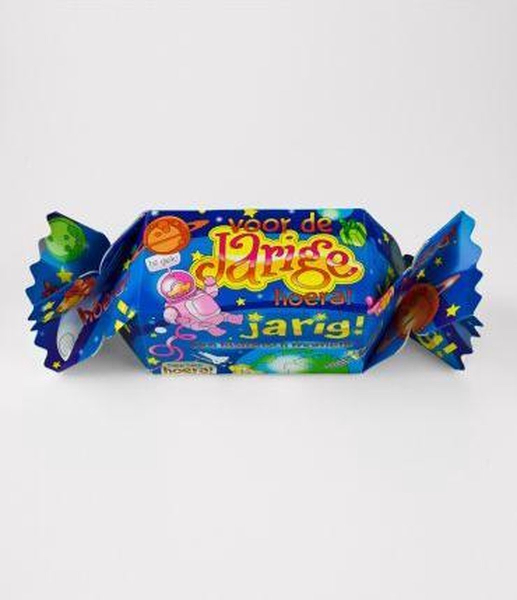 Snoeptoffee - Jarige - Gevuld met luxe verpakte toffees - In cadeauverpakking met gekleurd lint