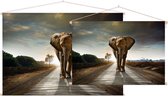 Olifant op weg,  - Foto op Textielposter - 120 x 80 cm