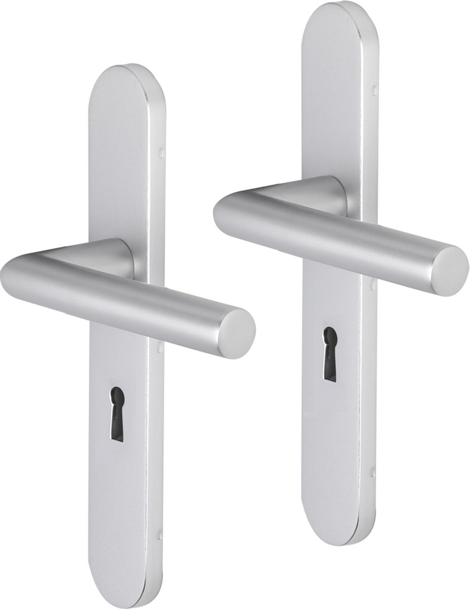 Deurkruk - Impresso London - Voor binnen - Ovaal deurschild met sleutelgat - Aluminium - 2 stuks