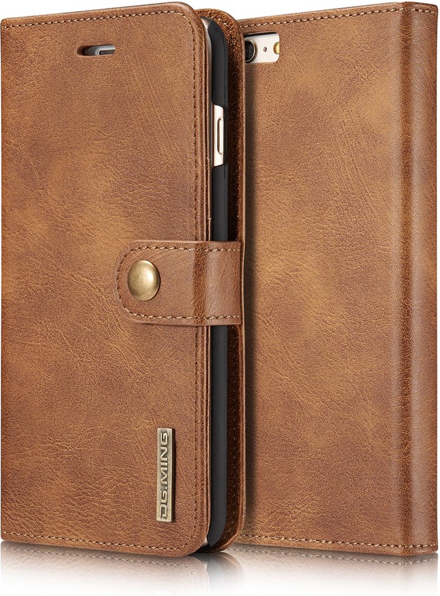 iPhone 6 en 6S Leren Portemonnee Hoesje - Camel 2-in-1 Cover - DG.Ming