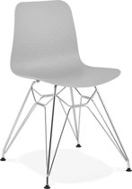 Alterego Design stoel 'GAUDY' grijs met verchroomd metalen voet