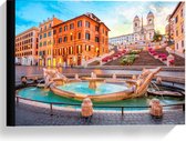 Canvas  - Piazza de Spagna, Rome, Italië. - 40x30cm Foto op Canvas Schilderij (Wanddecoratie op Canvas)