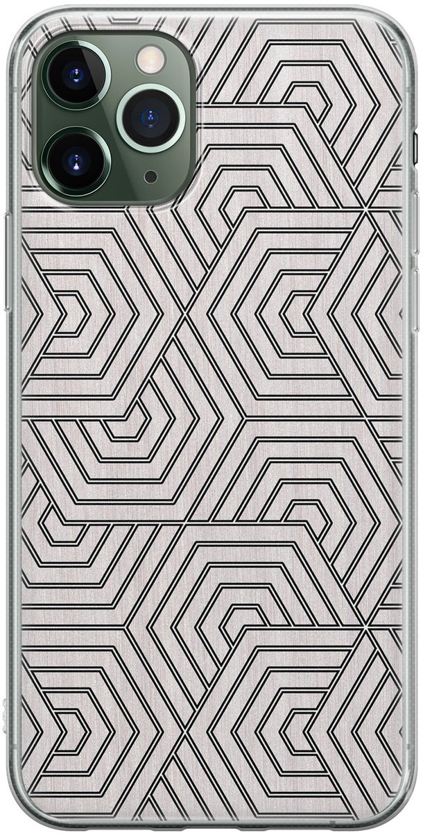 Leuke Telefoonhoesjes - Geschikt voor iPhone 11 Pro Max - Geometrisch - Soft case - TPU - Grijs