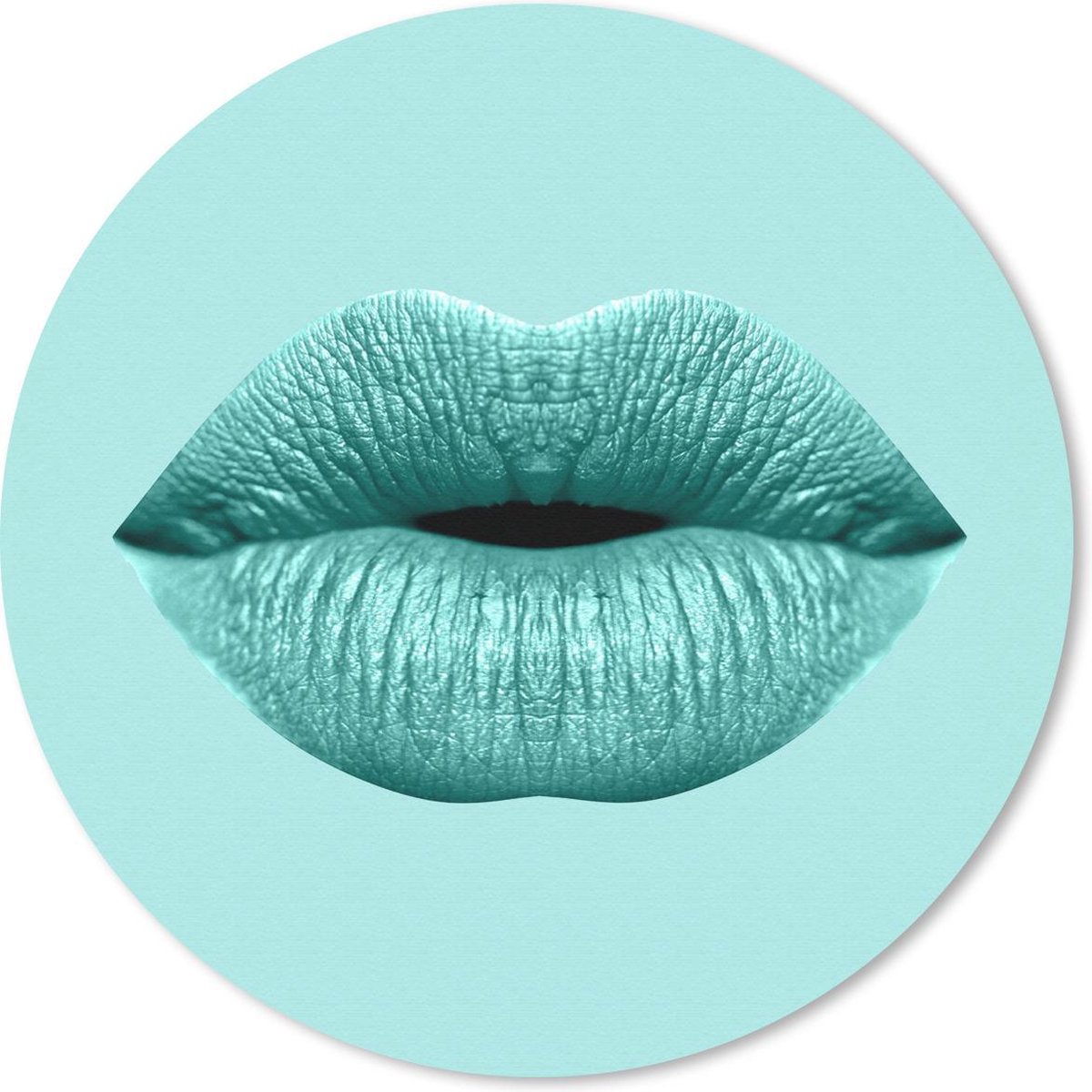 Muismat rond 30x30 cm - Mousepad Lippen - Pastel - Blauw - Ronde muismatten