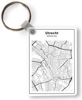 Sleutelhanger - Stadskaart - Zwart Wit - Utrecht - Uitdeelcadeautjes - Plastic