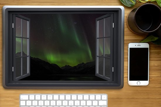 Autocollant pour ordinateur portable - 17,3 pouces - Voir à travers - Aurores boréales - Vert - 40x30cm - Autocollants pour ordinateur portable - Peau pour ordinateur portable - Couverture