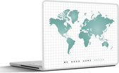 Autocollant pour ordinateur portable - 14 pouces - Wereldkaart - Compartiments - Vert menthe - 32x5x23x5cm - Autocollants pour ordinateur portable - Skin pour ordinateur portable - Couverture