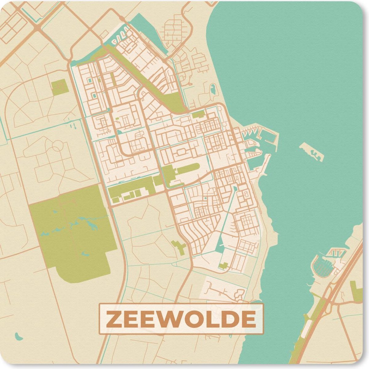 Muismat 30x30 cm - Mousepad Kaart - Zeewolde - Vintage - Muismatten