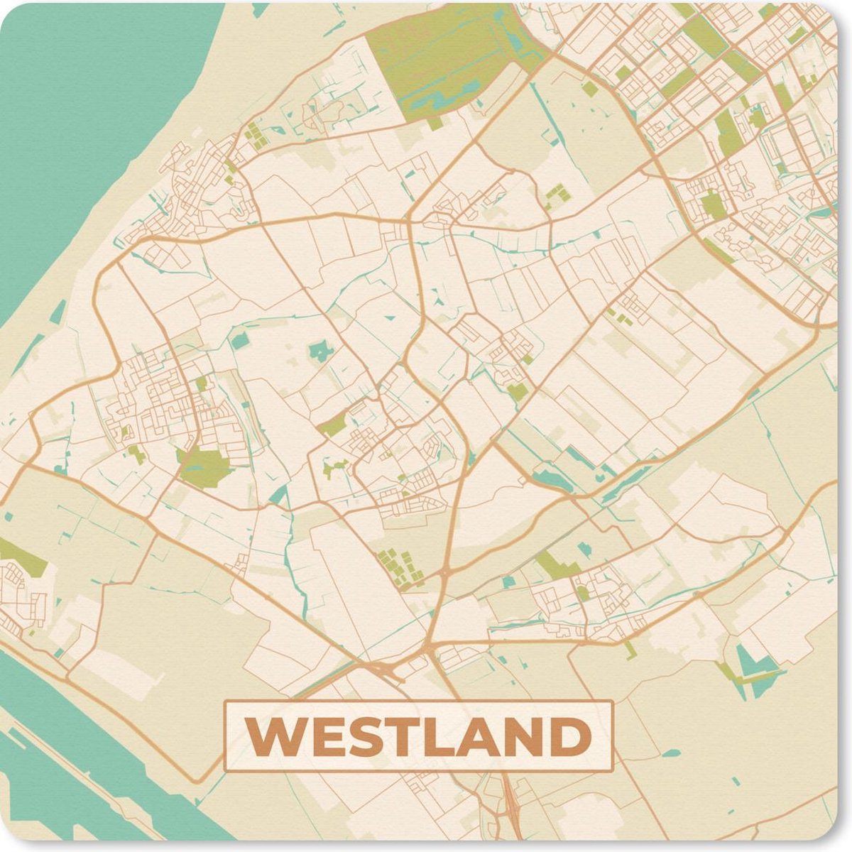 Muismat 20x20 cm - Mousepad Kaart - Westland - Vintage - Muismatten