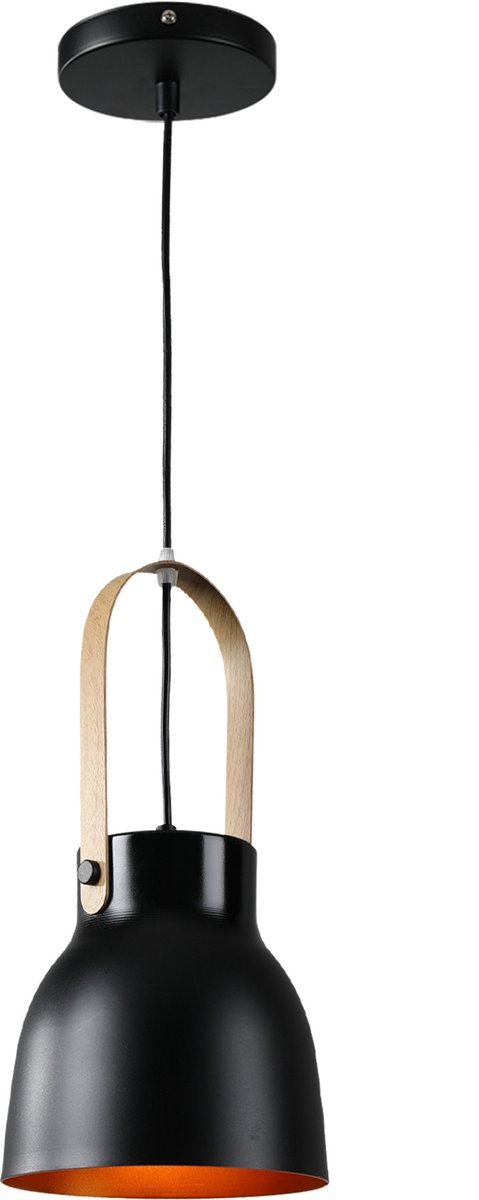 Hanglamp Modern Zwart Aluminium met Hout - Valott Maija