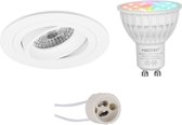 Mi-Light MiBoxer - LED Spot Set GU10 - Smart LED - Wifi LED - Slimme LED - 4W - RGB+CCT - Aanpasbare Kleur - Dimbaar - Luxino Alpin Pro - Inbouw Rond - Mat Wit - Kantelbaar Ø92mm