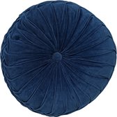 Dutch Decor - KAJA - sierkussen Ø40 cm - rond - velvet - Insignia Blue - blauw