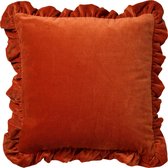 Dutch Decor YARA - Sierkussen velvet Potters Clay 45x45 cm - oranje