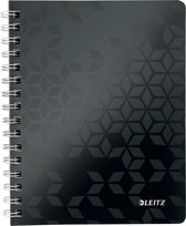 Leitz WOW Spiraalgebonden A4 Notitieboek met Kunststof Kaft - 80 Vel - Gelijnd - FSC Gecertificeerd - Zwart