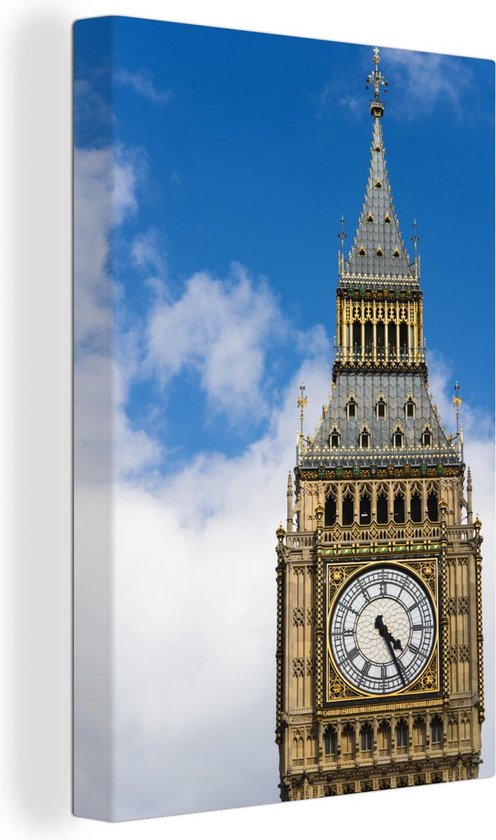 Canvas schilderij 120x180 cm - Wanddecoratie Close up van de klokkentoren van de Big Ben in Londen - Muurdecoratie woonkamer - Slaapkamer decoratie - Kamer accessoires - Schilderijen