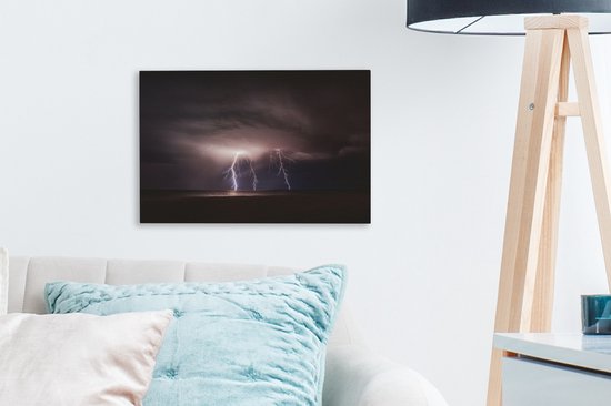 Éclair dans la nuit toile 30x20 cm - petit - Tirage photo sur toile (Décoration murale salon / chambre)