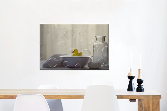 Canvas Schilderij Badeend - Schaal - Sop - 60x40 cm - Wanddecoratie