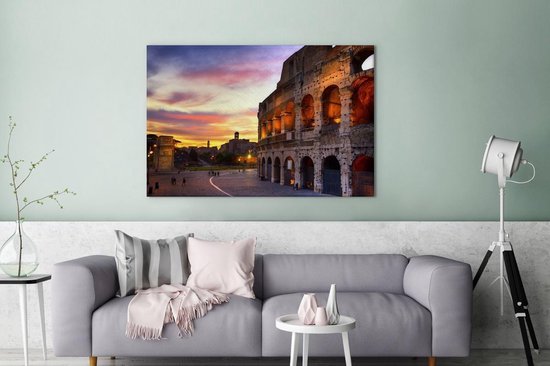 Foto: Canvas schilderij 180x120 cm wanddecoratie het colosseum in rome bij een zonsondergang muurdecoratie woonkamer slaapkamer decoratie kamer accessoires schilderijen