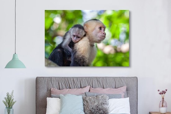 Peintures sur toile - Singe avec ourson au dos - 150x100 cm - Décoration murale