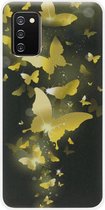 - ADEL Siliconen Back Cover Softcase Hoesje Geschikt voor Samsung Galaxy A02s - Vlinder Goud