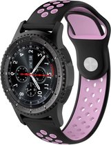Samsung Galaxy Watch sport band 45mm / 46mm - zwart/roze + glazen screen protector