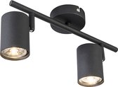 QAZQA jeana - Moderne LED Dimbare Smart Plafondspot | Spotje | Opbouwspot incl. wifi met Dimmer - 2 lichts - L 33 cm - Zwart - Woonkamer | Slaapkamer | Keuken