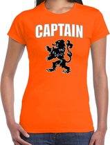Captain met leeuw oranje t-shirt Holland / Nederland supporter EK/ WK voor dames XS