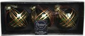 6x stuks luxe glazen kerstballen brass gedecoreerd groen 8 cm - Kerstversiering/kerstboomversiering
