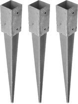 12x supports de poteaux / supports de poteaux en acier galvanisé avec pointe - 7 x 7 x 75 cm - placez les poteaux en bois dans le sol - embouts de poteaux / pieds de poteaux