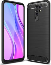 Xiaomi Redmi 9 Hoesje - Mobigear - Brushed Slim Serie - TPU Backcover - Zwart - Hoesje Geschikt Voor Xiaomi Redmi 9