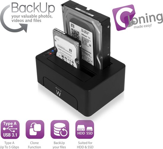 Bol Com Ewent Ew7014 Dual Docking Station 2 5 3 5 Inch Sata Hdd Ssd