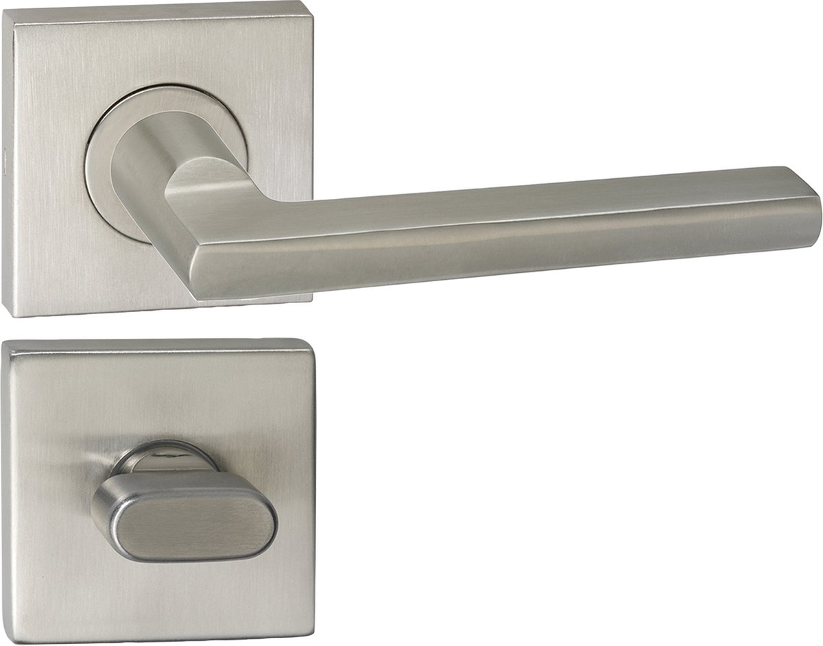 Deurkruk - Impresso Kirby - Voor binnen - Vierkant met vierkant toiletrozet - RVS - 2 stuks