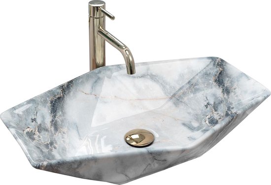 Lavabo à poser Rea Vegas Granit Shiny, imitation pierre, 57 x 37 cm