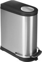 SONGMICS Vuilnisemmer Keuken, Afvalscheidingssysteem 2 Vakken, 30 L En 20 L Smalle Afvalemmer Pedaalemmer Voor Gele Zakken Afval Met Delig Deksel Inktzwart Metallic Zilver Ltb570b02 683198469