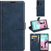 Voor Blackview A80 Plus/A80 Pro Retro Kalf Patroon Gesp Horizontale Flip Lederen Case met Houder & Kaartsleuven & Portemonnee (Blauw)