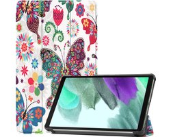 Hoesje Geschikt voor Samsung Galaxy Tab A7 Lite - Dun & Stevig - Trifold Bookcase - Hard Cover - Hardcover Book Case - Tablet Hoes - Vlinders